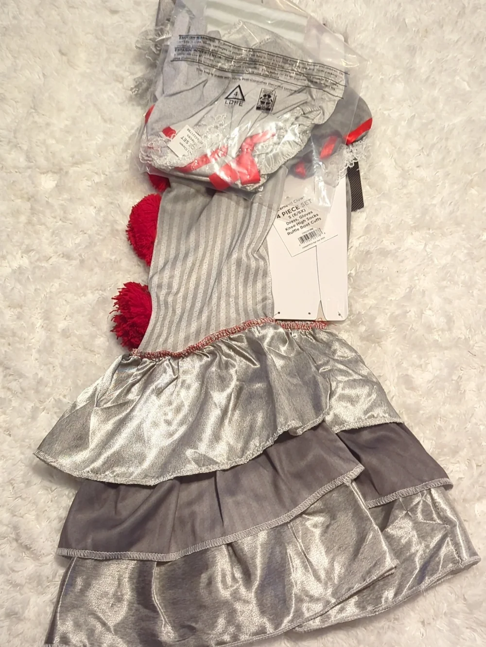 Carnevil Clown Costume, Girl's S (6/6X), New